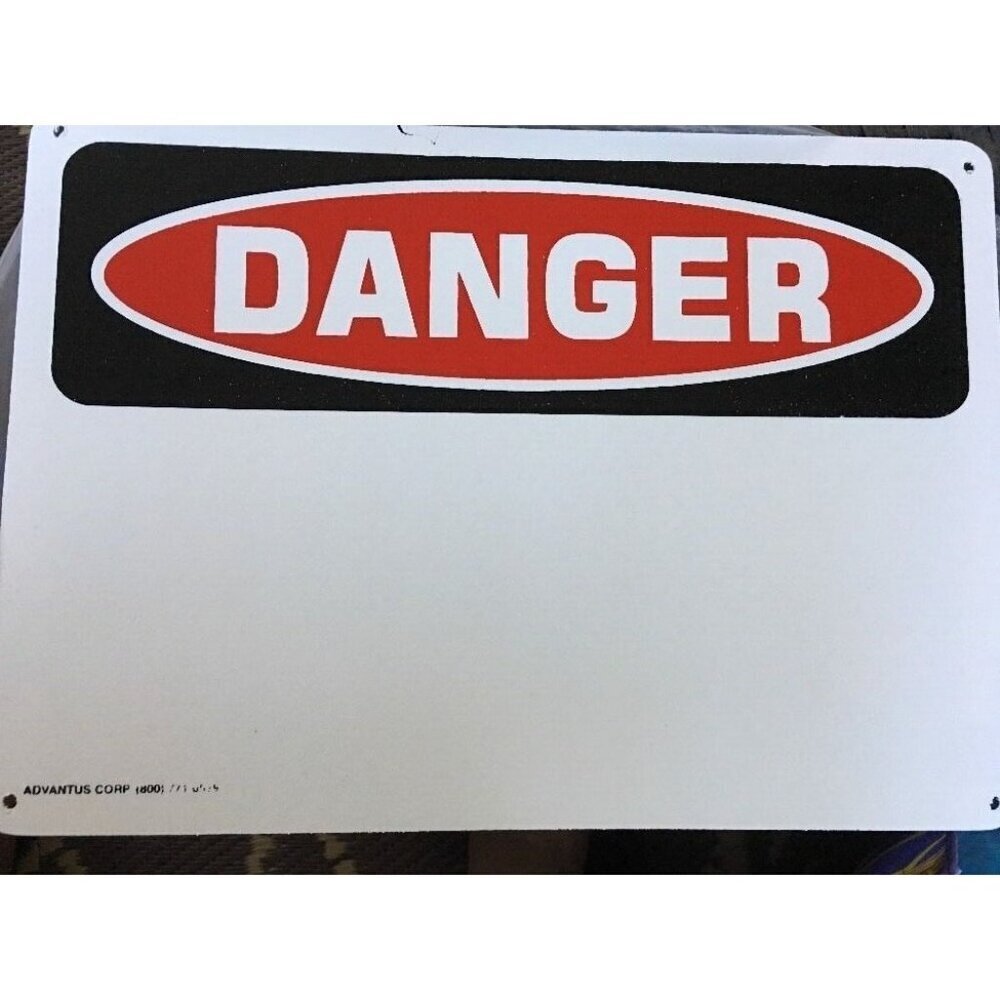 Danger Sign W/Blank Bottom For Customization Plastic White/Red/Black Size 13.5 x